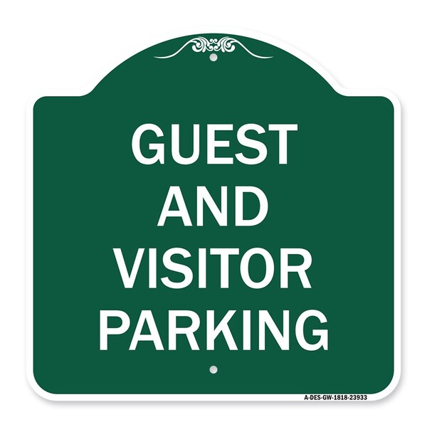 Designer Series Guest and Visitor Parking, Green & White Aluminum Sign, 18" x 18", GW-1818-23933